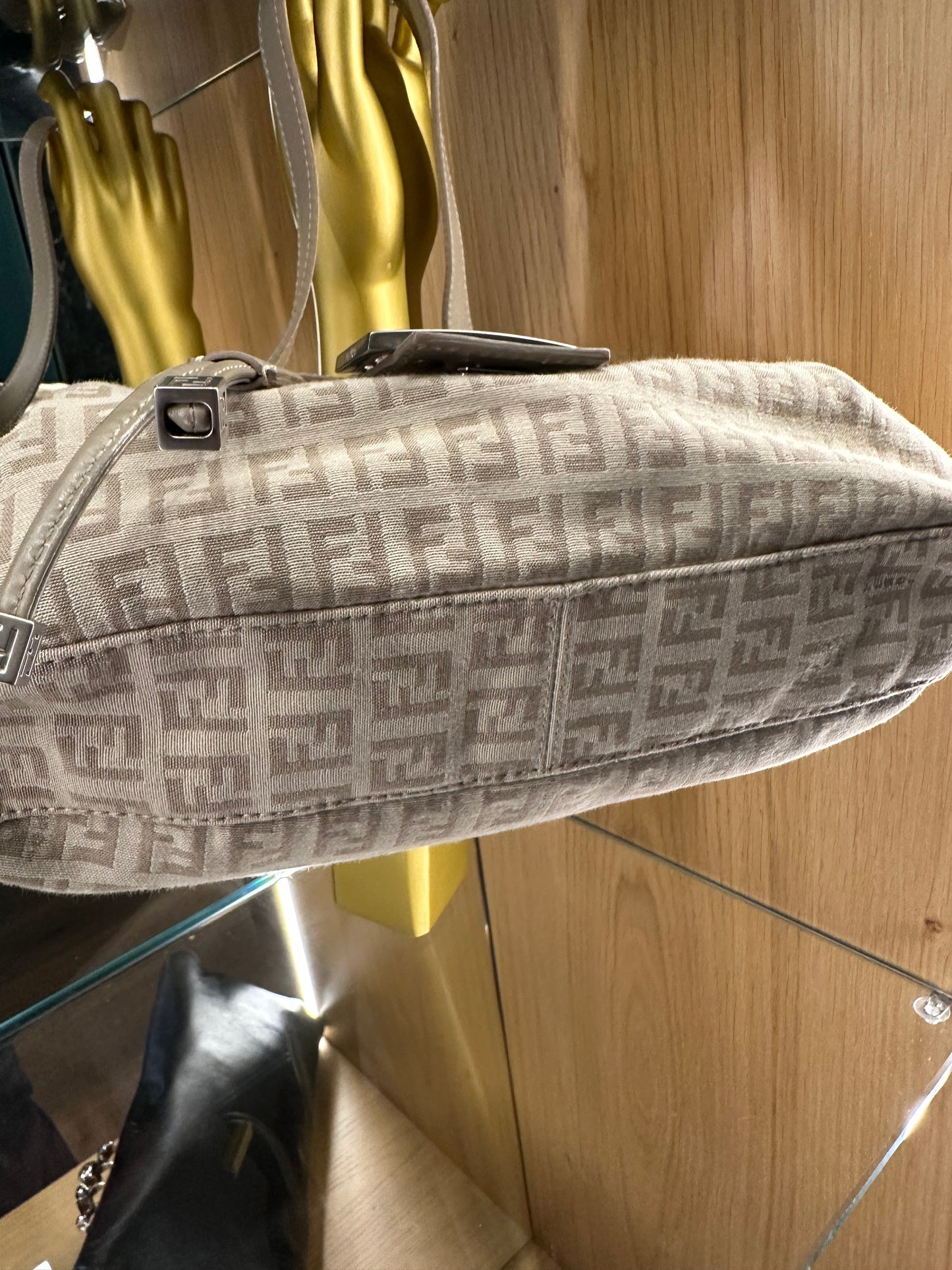 POCHE FENDI PELLE E TESSUTO BEIGE