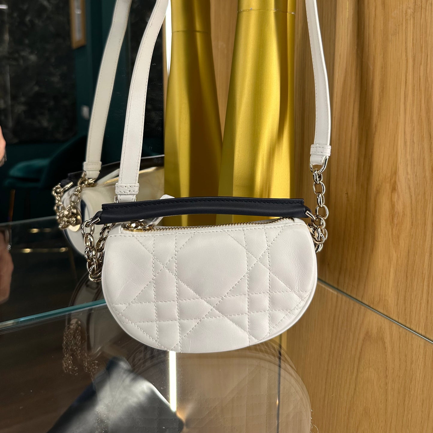 BORSA A SPALLA DIOR MICRO HOBO PELLE BIANCA
