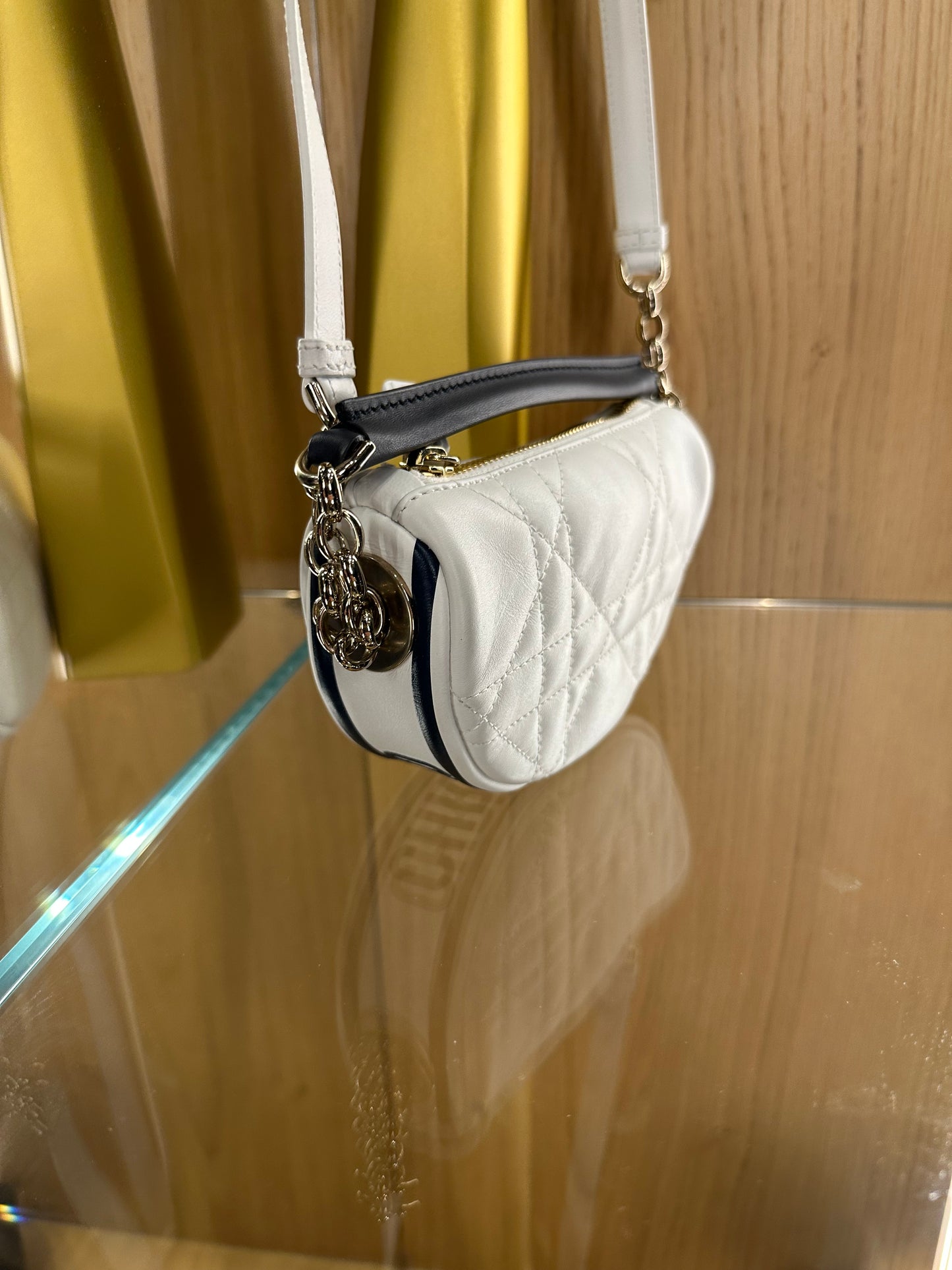 BORSA A SPALLA DIOR MICRO HOBO PELLE BIANCA