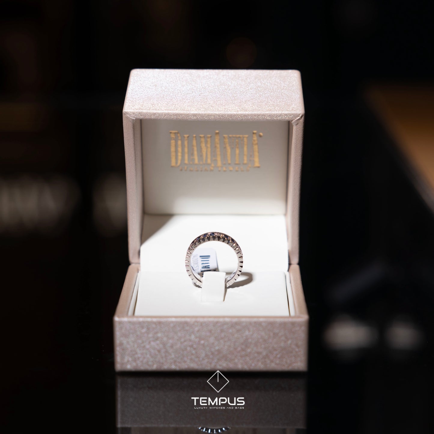 ANELLO DIAMANTIA 3 ZAFFIRI E DIAMANTI NATURALI (MOD.BATMAN)
