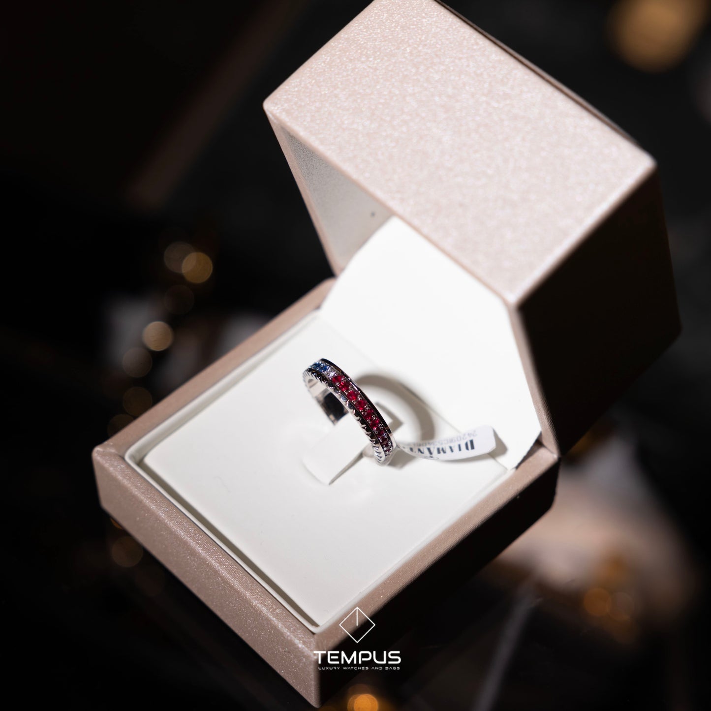 ANELLO DIAMANTIA 4 ZAFFIRI RUBINI E DIAMANTI NATURALI (MOD. PEPSI)