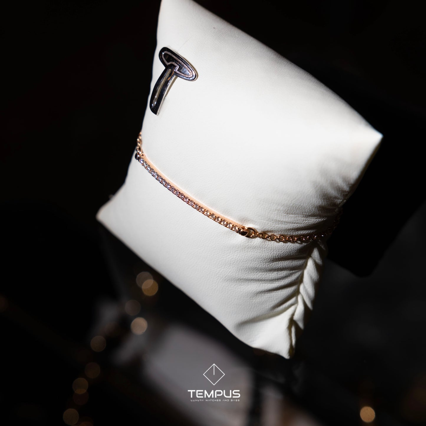 BRACCIALE TENNIS ORO ROSA E DIAMANTI BIANCHI