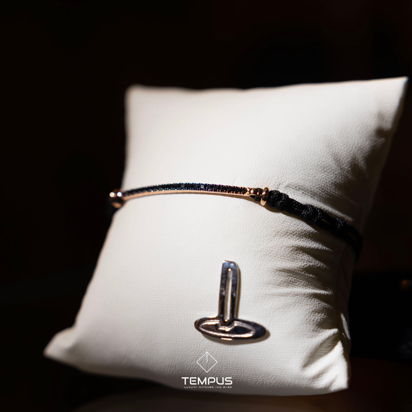 BRACCIALE TENNIS ORO ROSA DIAMANTI NERI